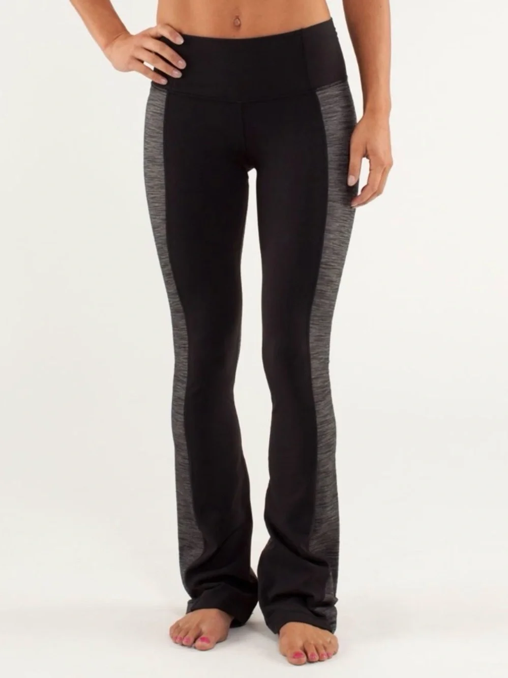 lululemon athletica Barre Pulse Yoga Black Reversible Slub Bootcut Pants